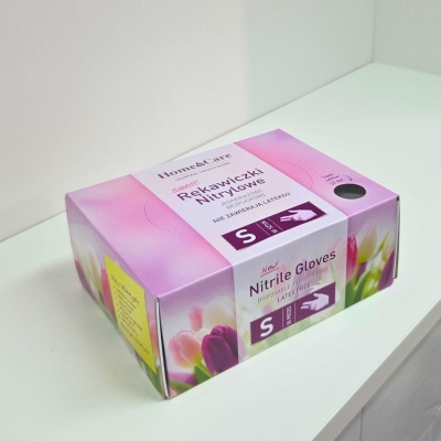 Rękawiczki Nitrylowe HOME&CARE [Różowe] – Rozmiar S (50 szt.)