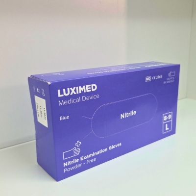 Rękawice Medyczne Nitrylowe LUXIMED [Niebieskie] – Rozmiar L (100 szt.)