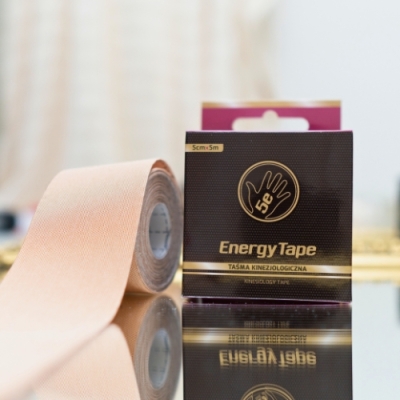 Nylonowy tejp 4-way stretch Energy beżowy - ultra elastyczna taśma dla tancerzy, baletnic i gimnastyczek