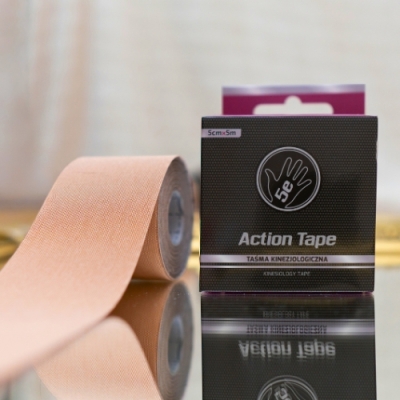 Wodoodporny tejp syntetyczny Action beżowy - taśma do pływania na basen, która nie odkleja się w wodzie