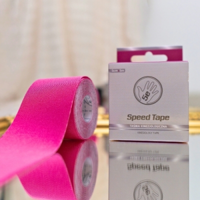 Różowa taśma kinezjologiczna Speed - taping barku i ramienia, delikatny plaster dla kobiet