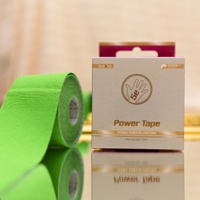 Zielona taśma gruba bawełna Power - mocny taping kolana i więzadeł ACL, stabilizacja na siłownię