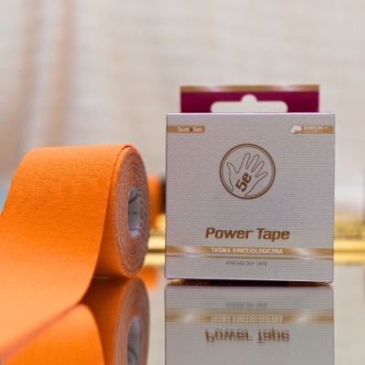 Pomarańczowy tejp wzmocniony Power - sztywna taśma stabilizująca na skręconą kostkę i staw skokowy